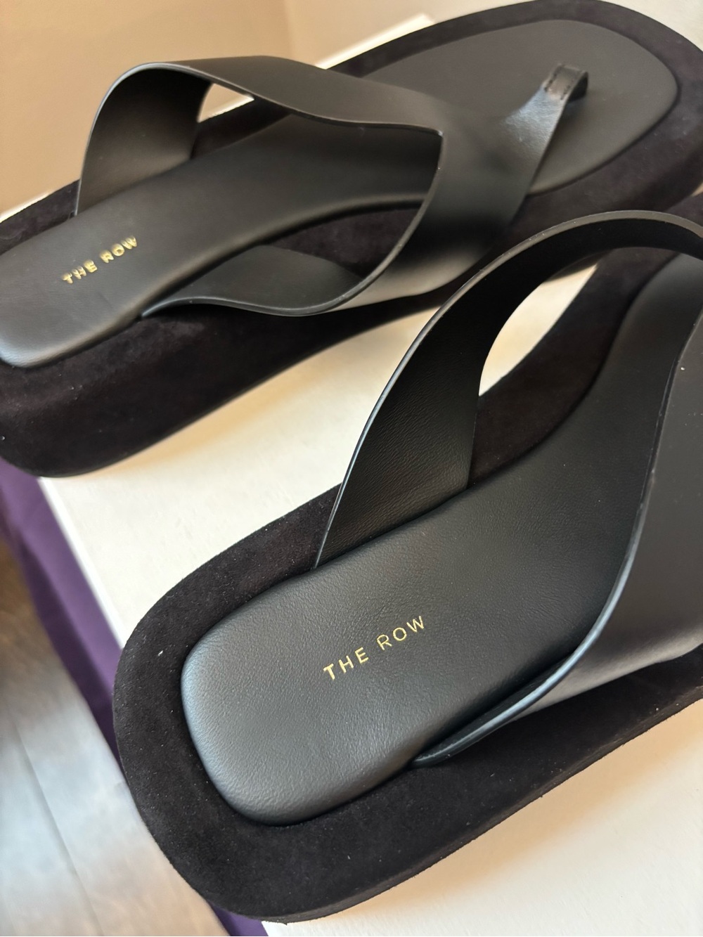 The Row Black Leather Ginza Sandals - Platform - Picture 6 of 6